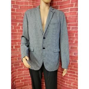 Zara Man Houndstooth Navy White Jacket Blazer Size US/46 Two Buttons #WM1